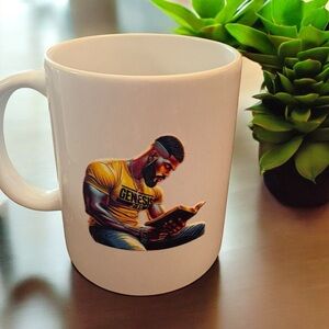 White Ceramic Mug with Printed Design